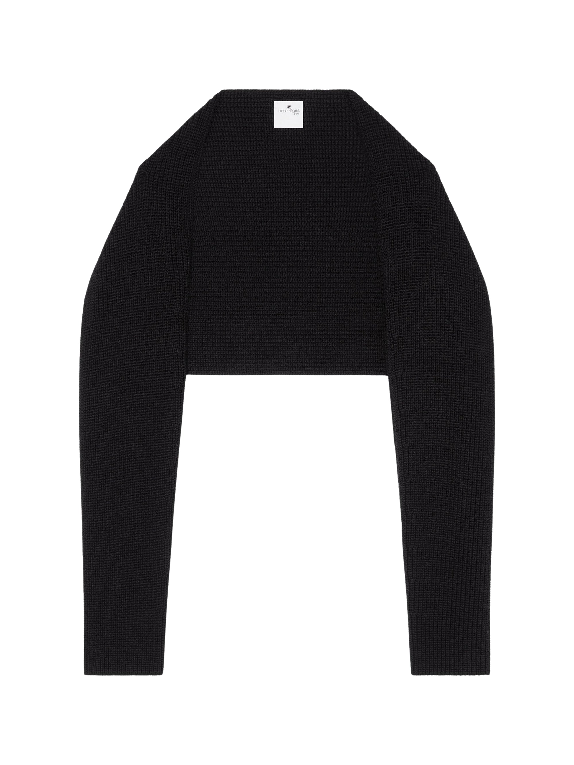Ribbed wool long-sleeved Cover up - Black