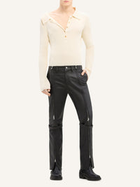 Multi-buttons light wool Polo - Natural