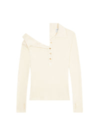 Multi-buttons light wool Polo - Natural