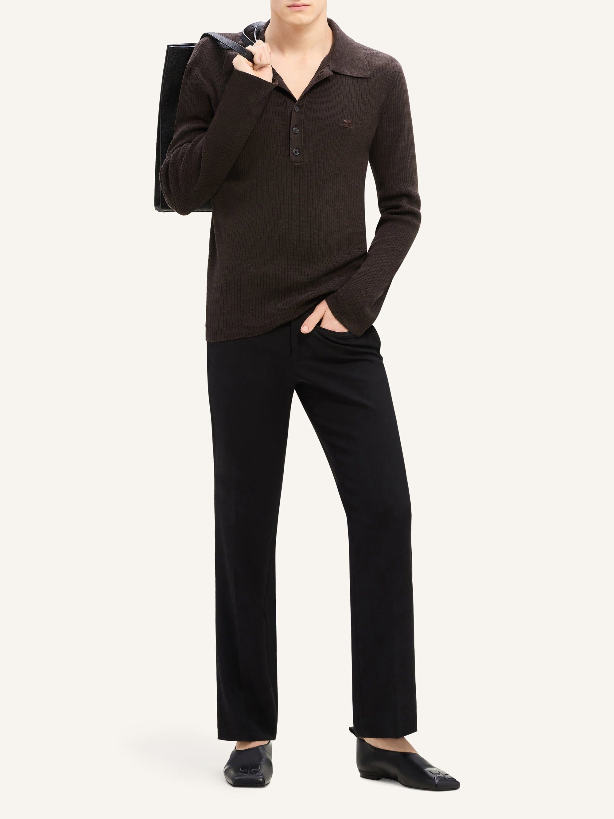 Light wool Polo - Mud Brown