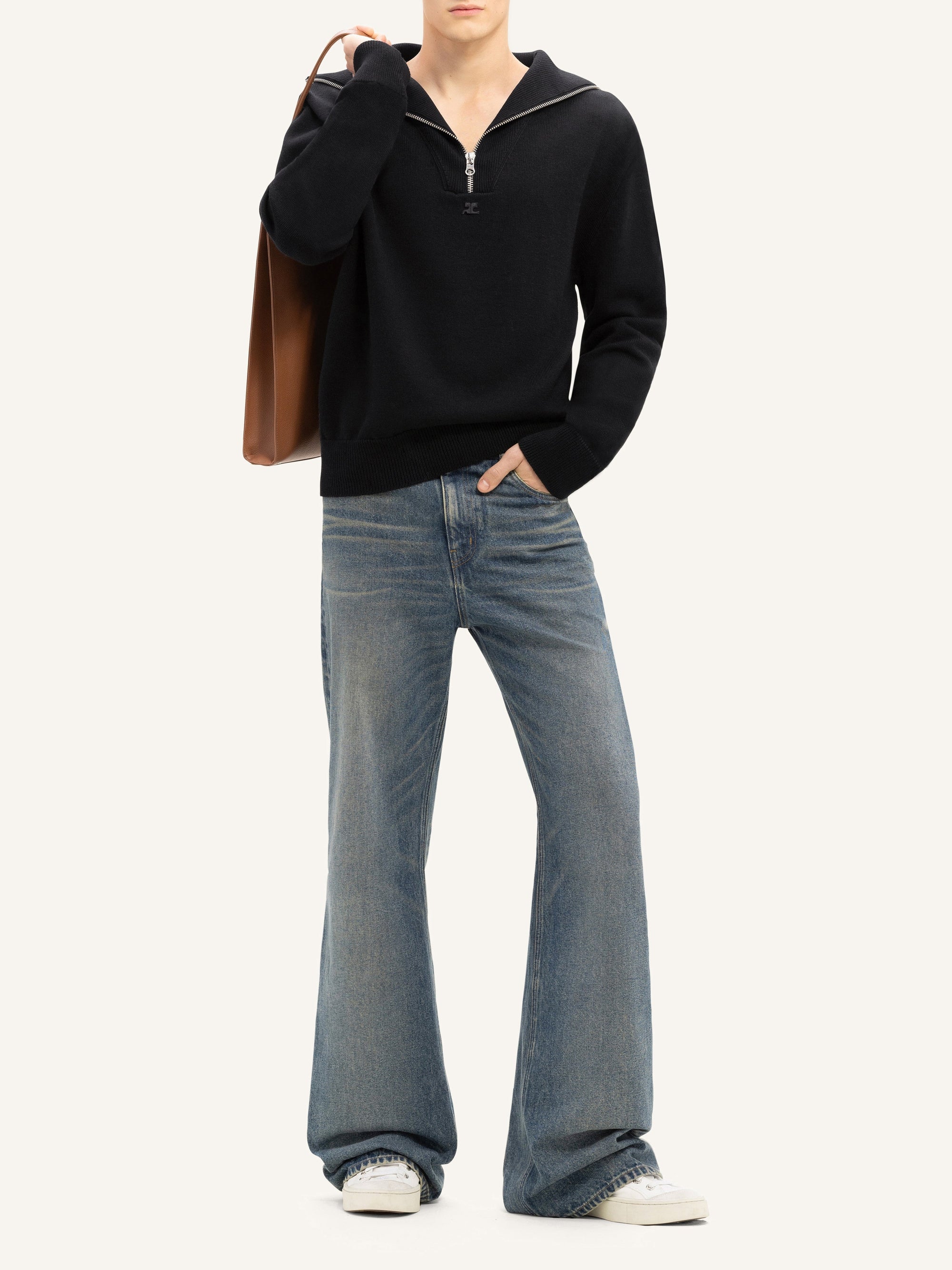 Trucker wool Sweater - Black