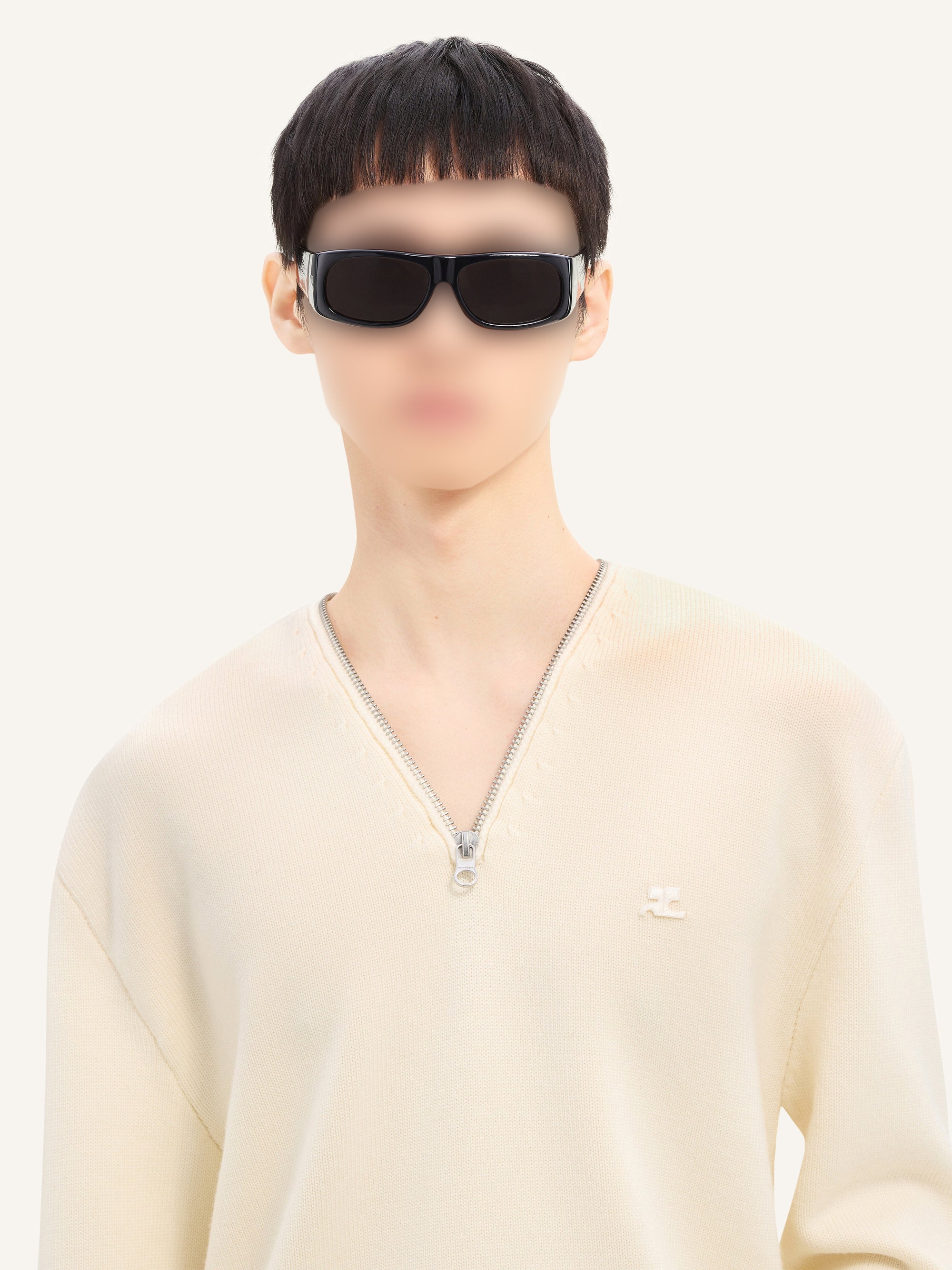 Zipped wool Sweater - Natural