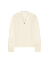 Zipped wool Sweater - Natural