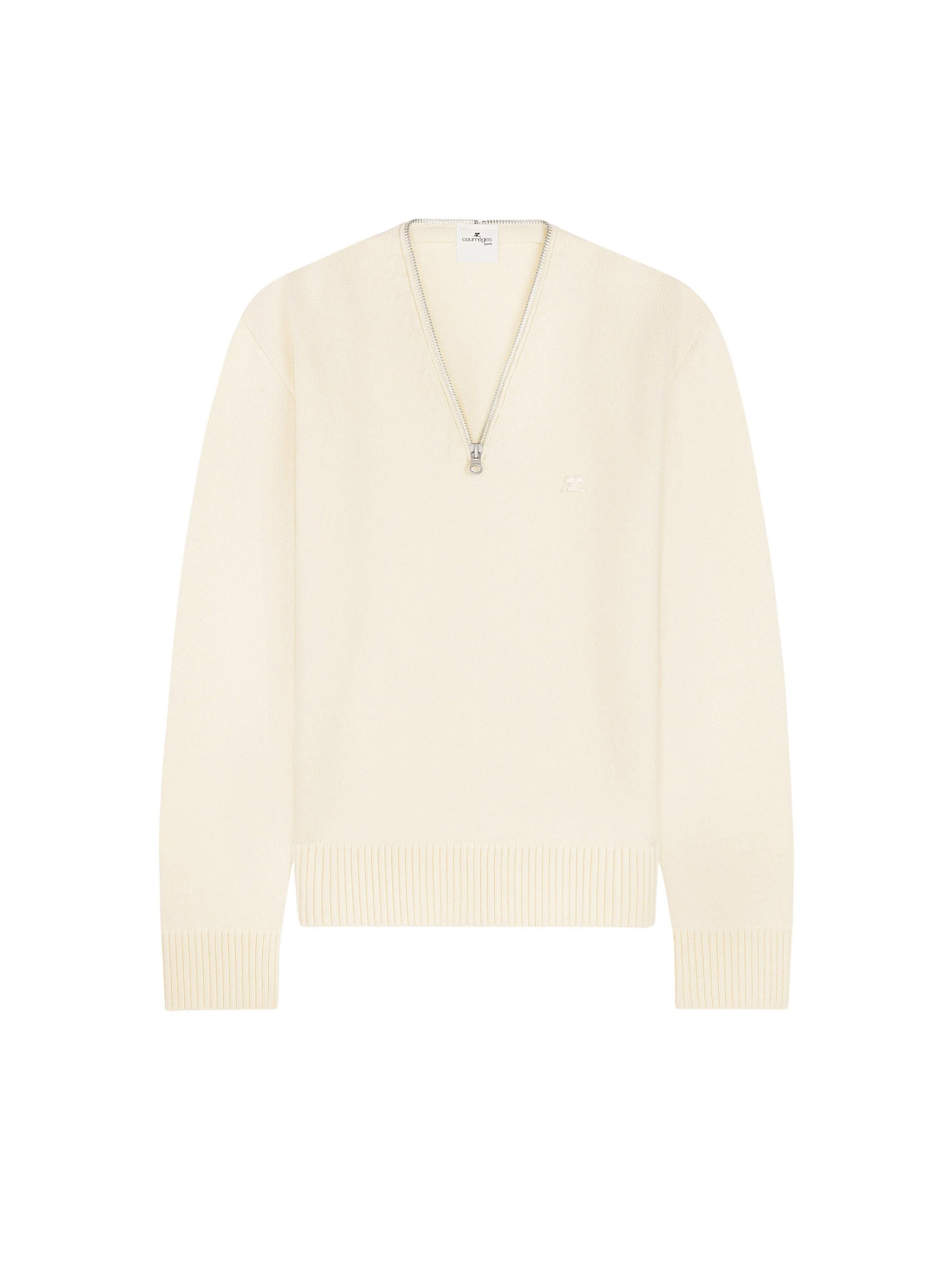 Zipped wool Sweater - Natural