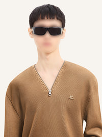 Zipped wool Sweater - Toffee
