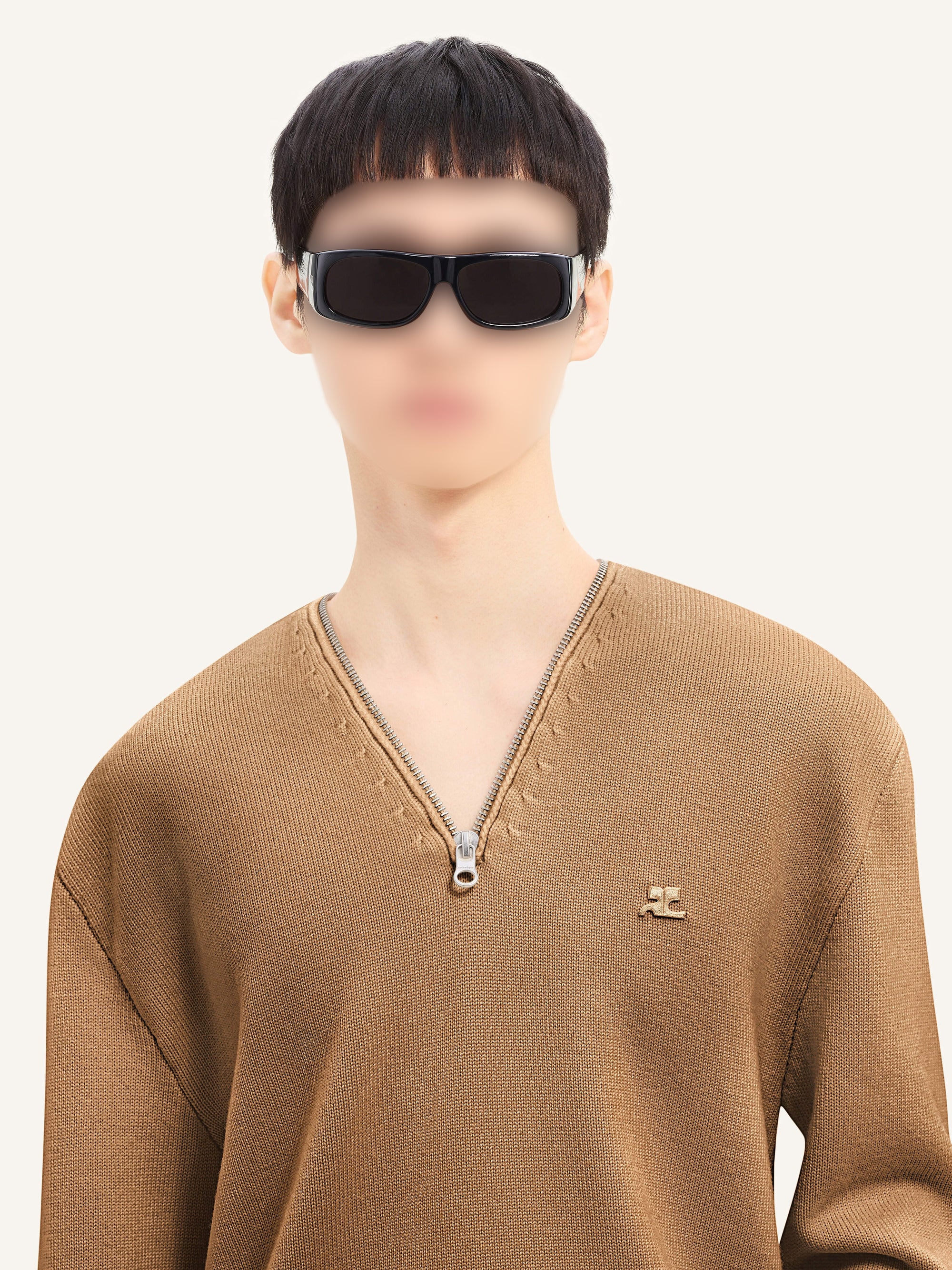 Zipped wool Sweater - Toffee