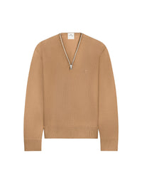 Zipped wool Sweater - Toffee