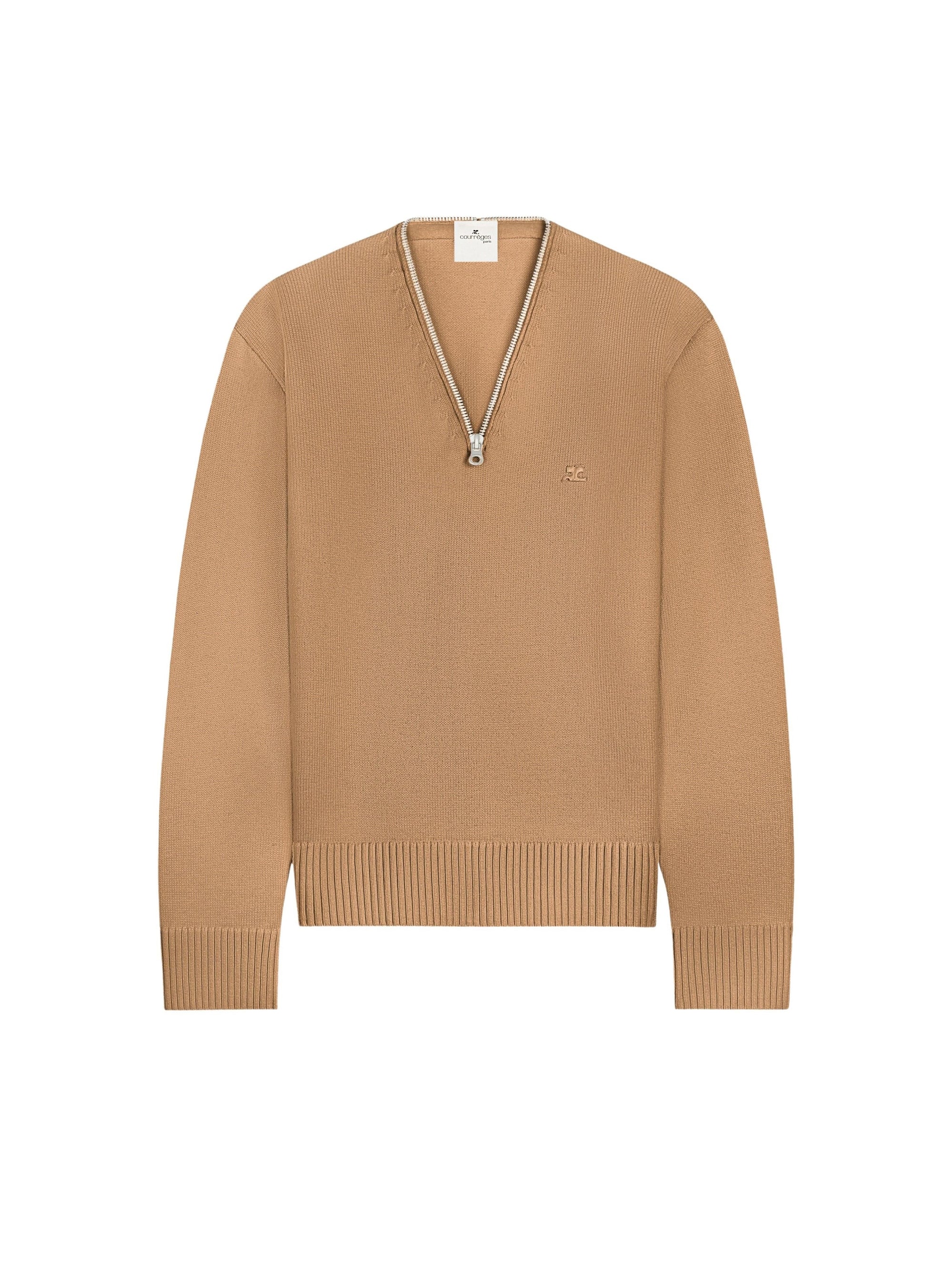Zipped wool Sweater - Toffee