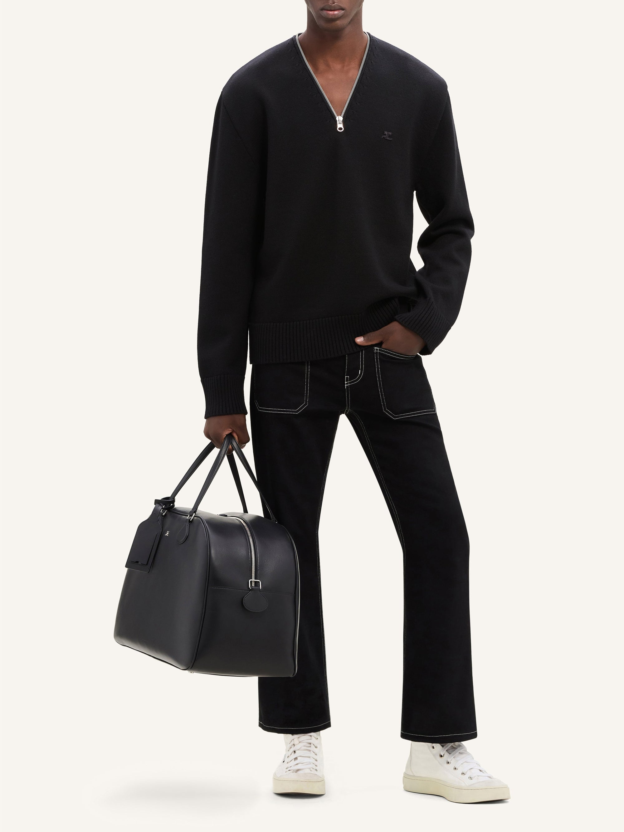 Zipped wool Sweater - Black