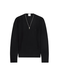 Zipped wool Sweater - Black