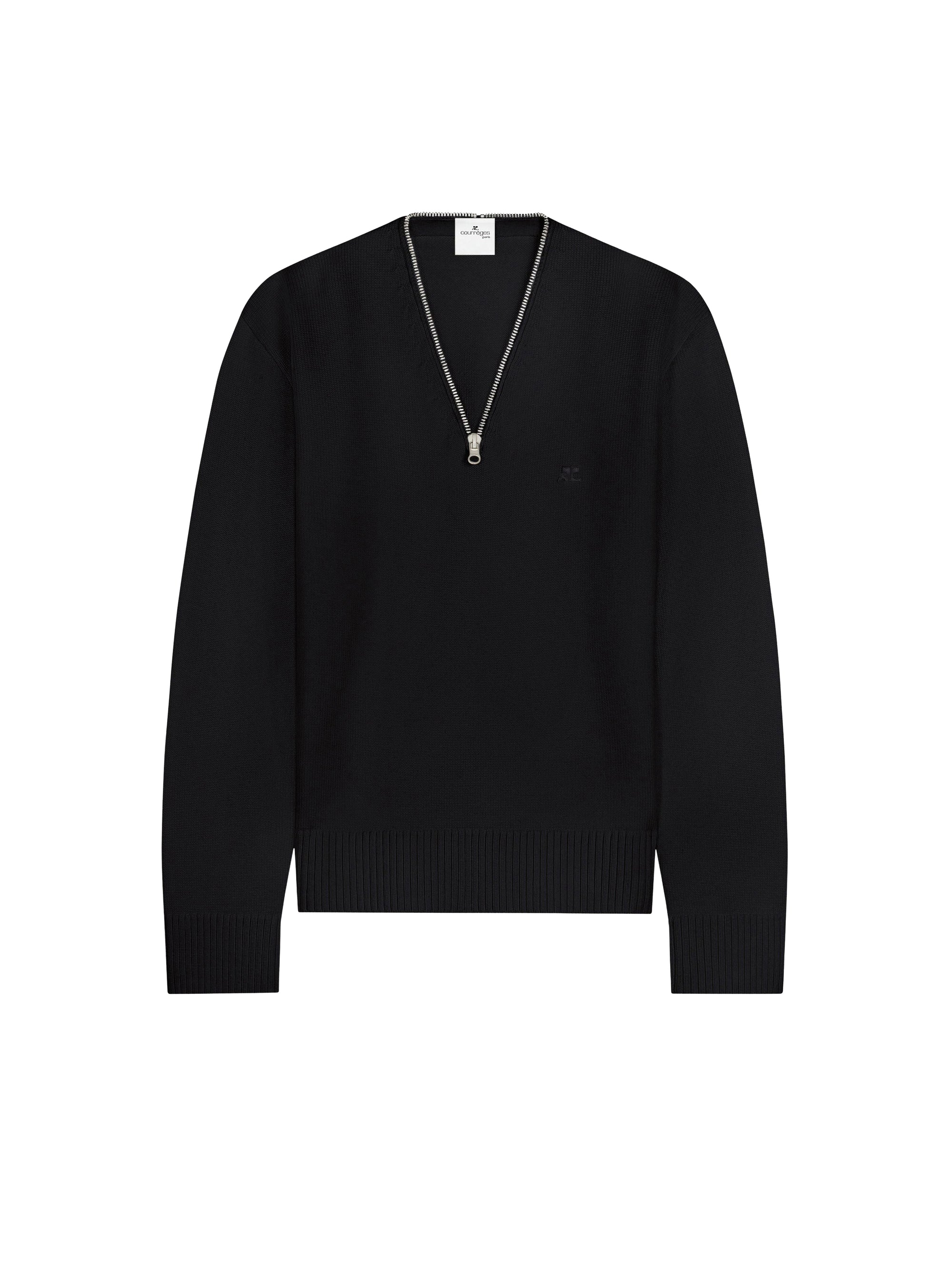 Zipped wool Sweater - Black