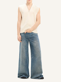 V-neck wool sweater - Natural