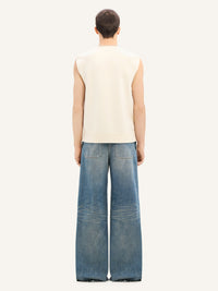 V-neck wool sweater - Natural