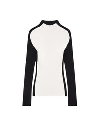 Contrast frame rib knit Sweater - White & Black