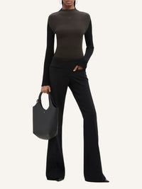Contrast frame rib knit Sweater - Mud Brown & Black