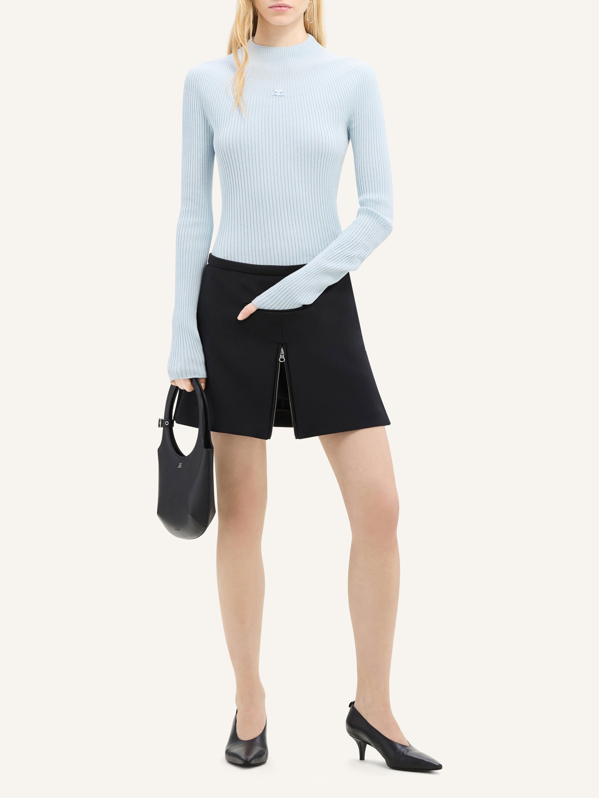 Engineered light rib mockneck Sweater - Iceberg