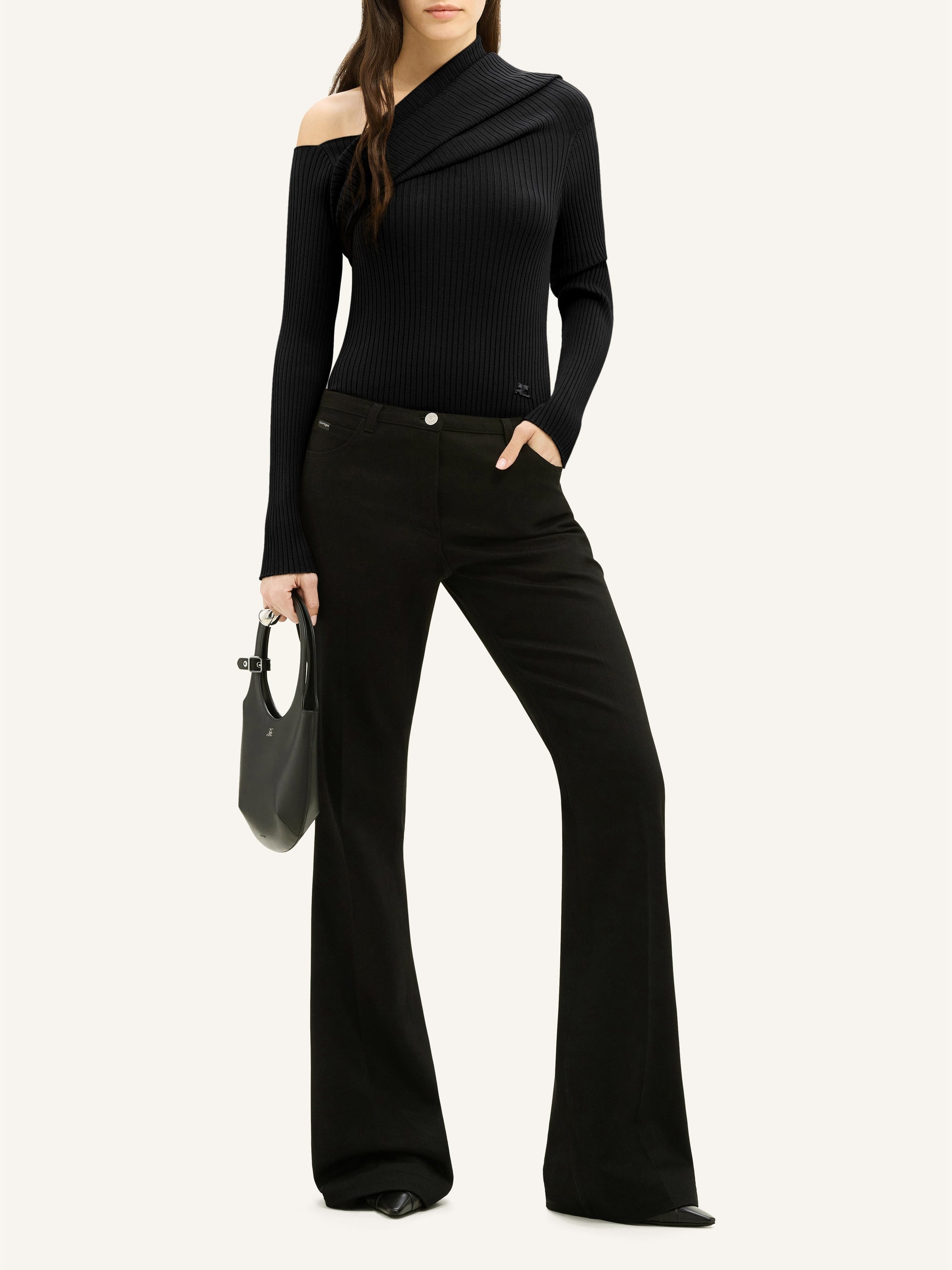 Twist rib knit Sweater - Black