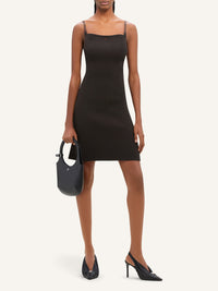 Rib knit mini Dress - Brown