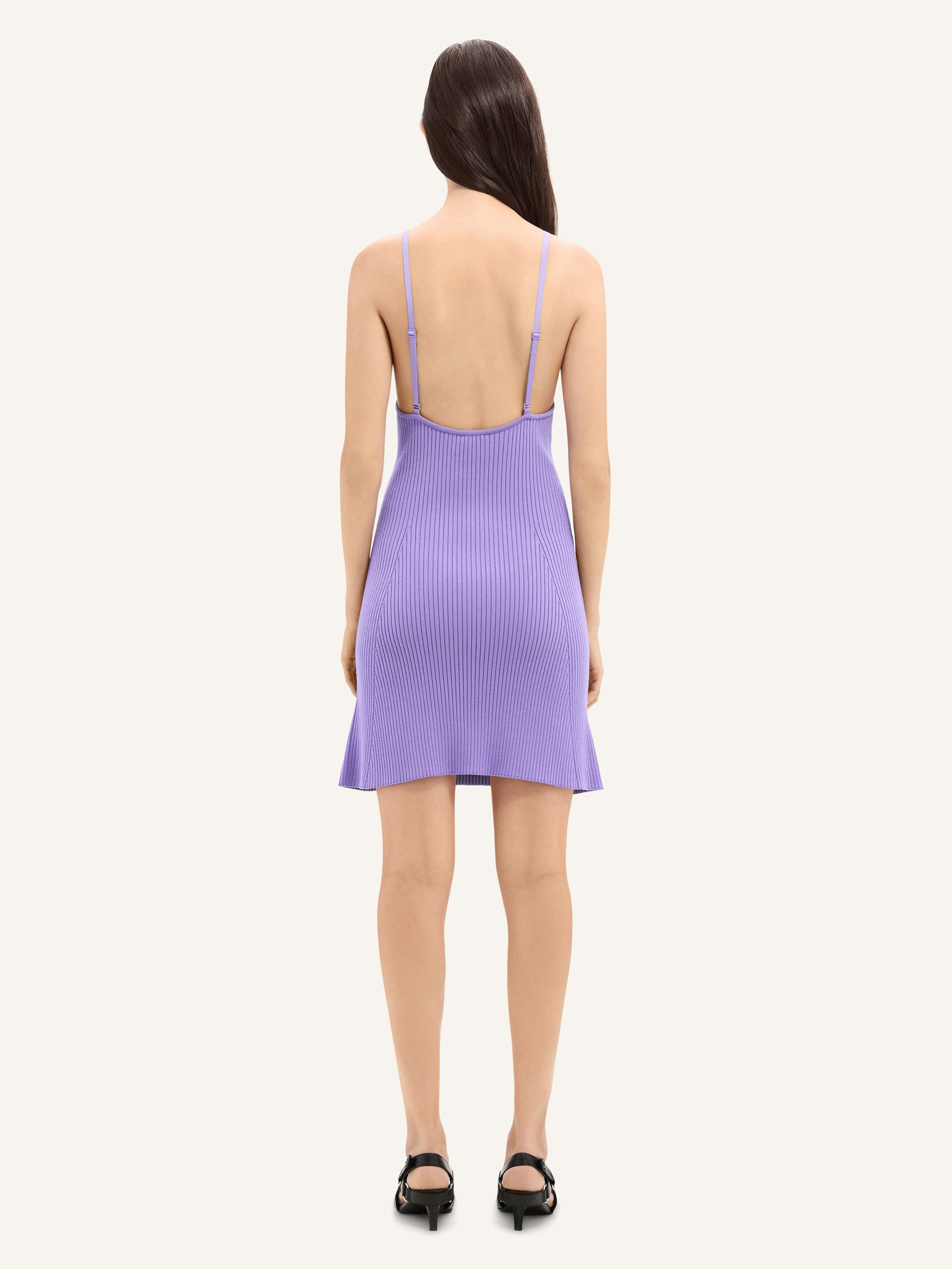 Rib knit mini Dress - Purple