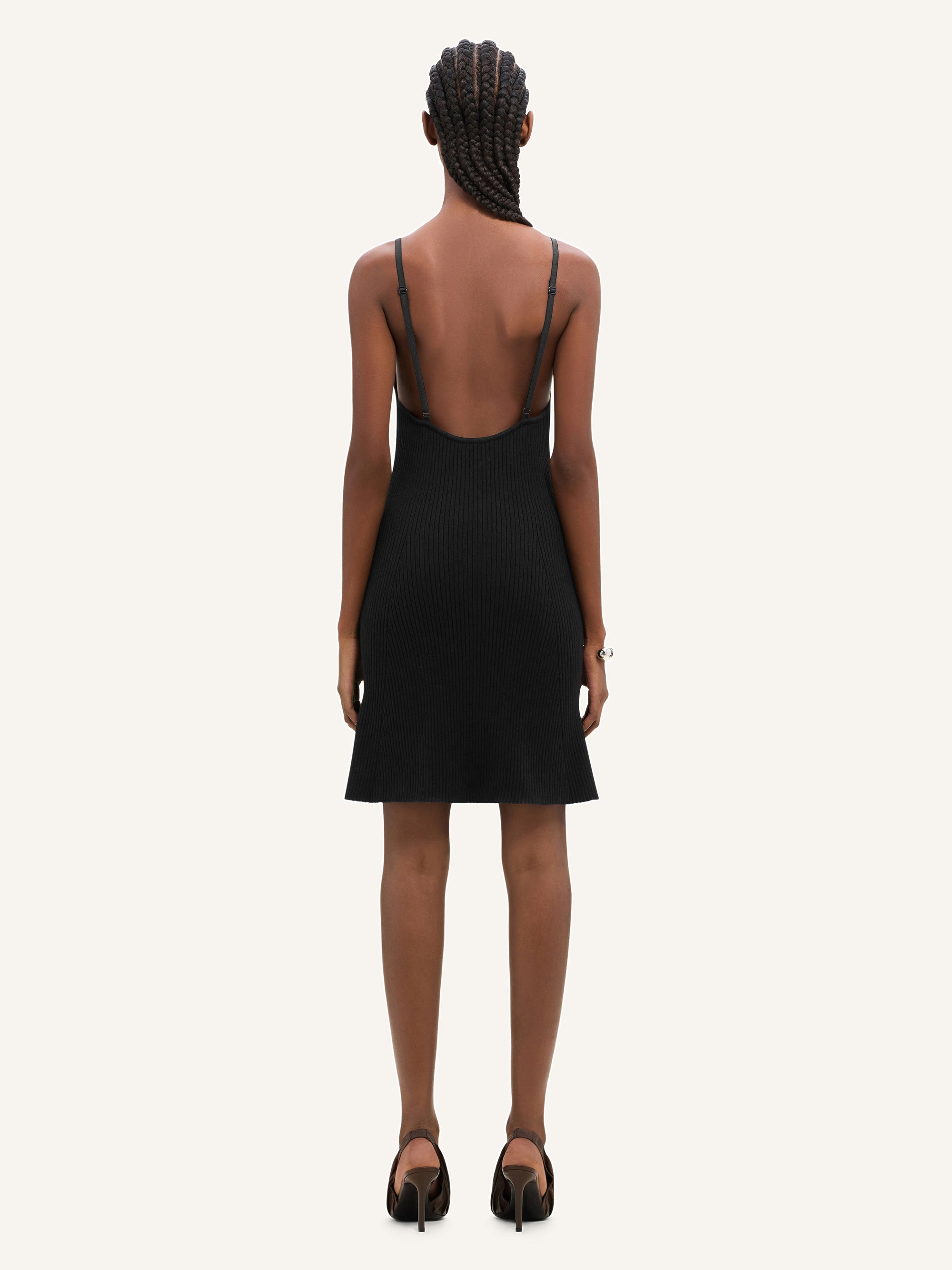 Rib knit mini Dress - Black