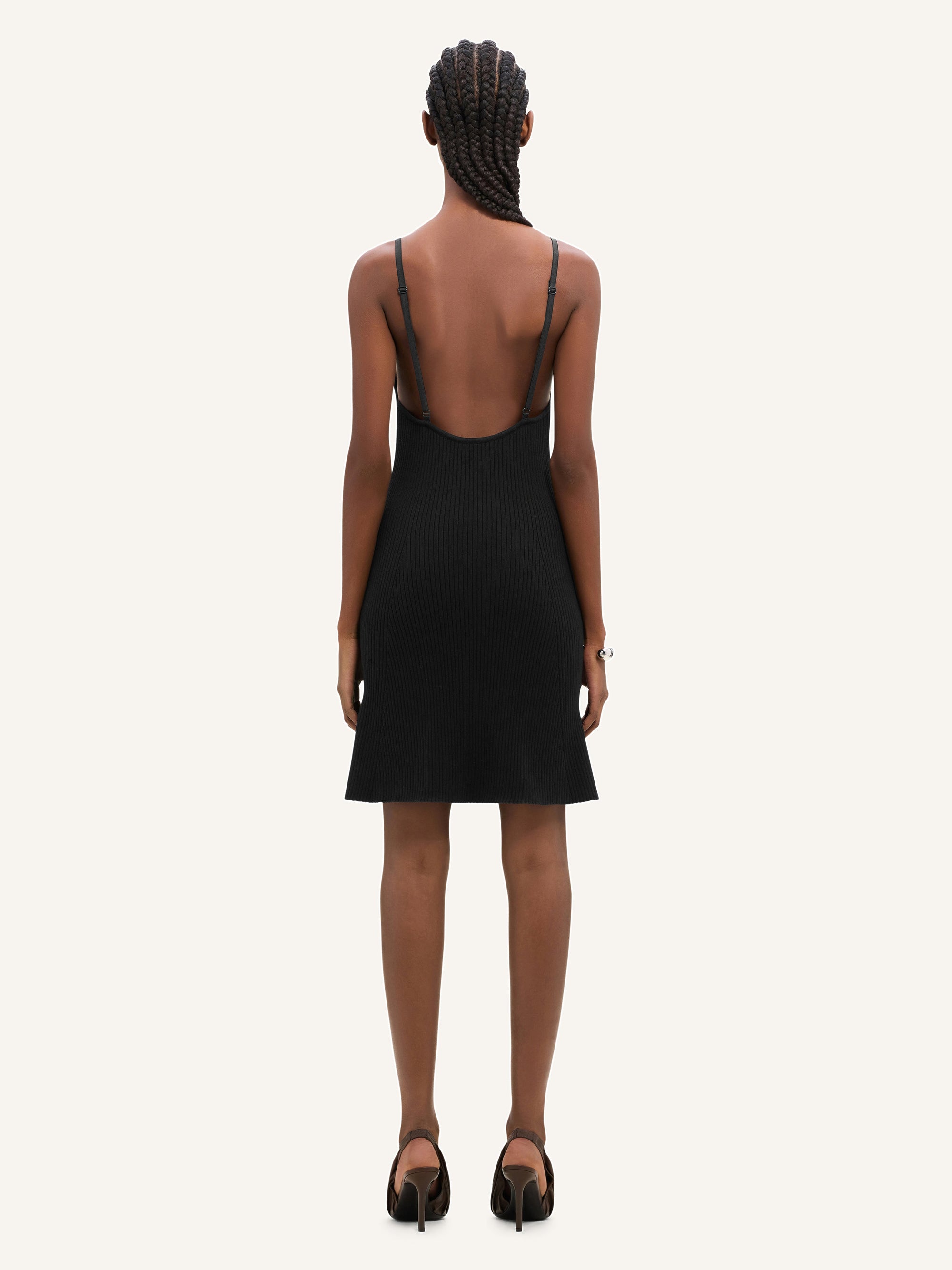 Rib knit mini Dress - Black