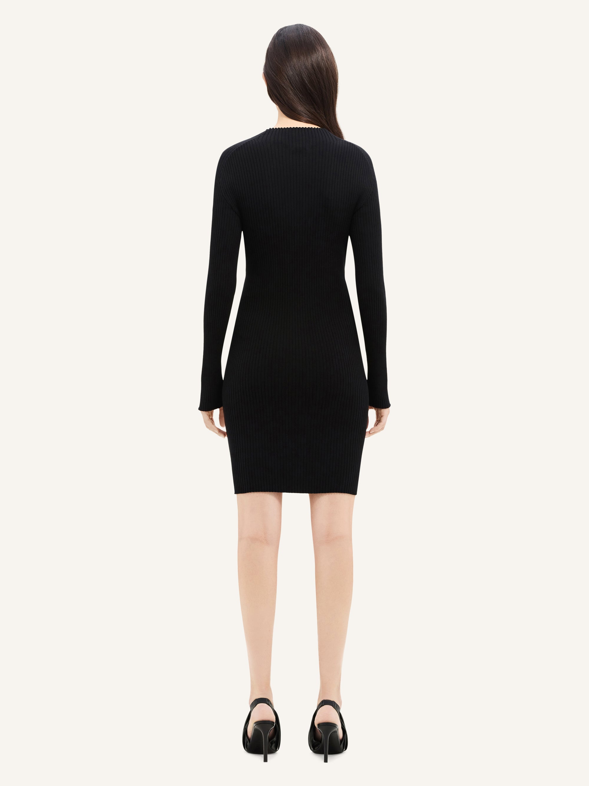 Contrast frame rib knit mini Dress - White & Black
