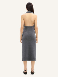 Over the shoulder drapé lambswool Dress - Heather Gray