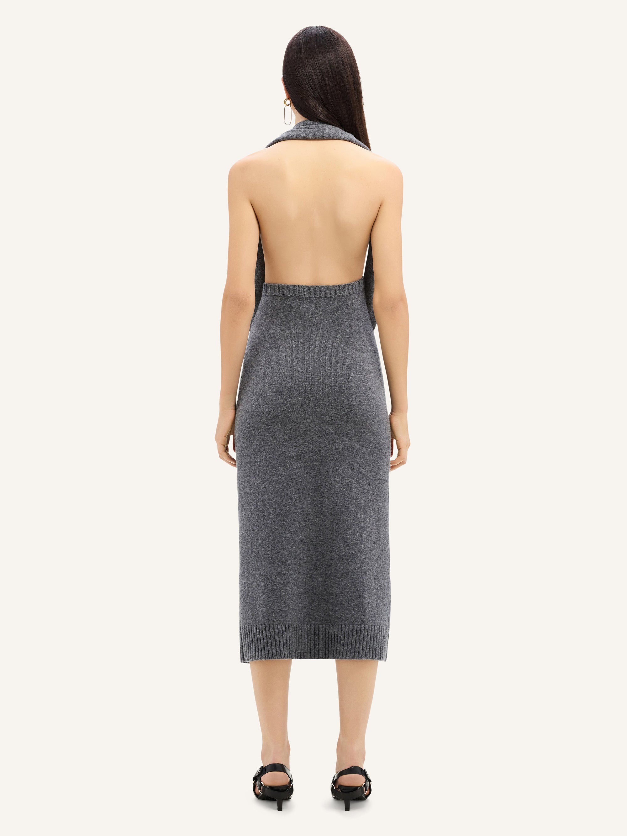 Over the shoulder drapé lambswool Dress - Heather Gray