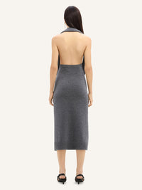 Over the shoulder drapé lambswool Dress - Grey