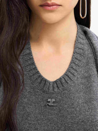 Over the shoulder drapé lambswool Dress - Grey