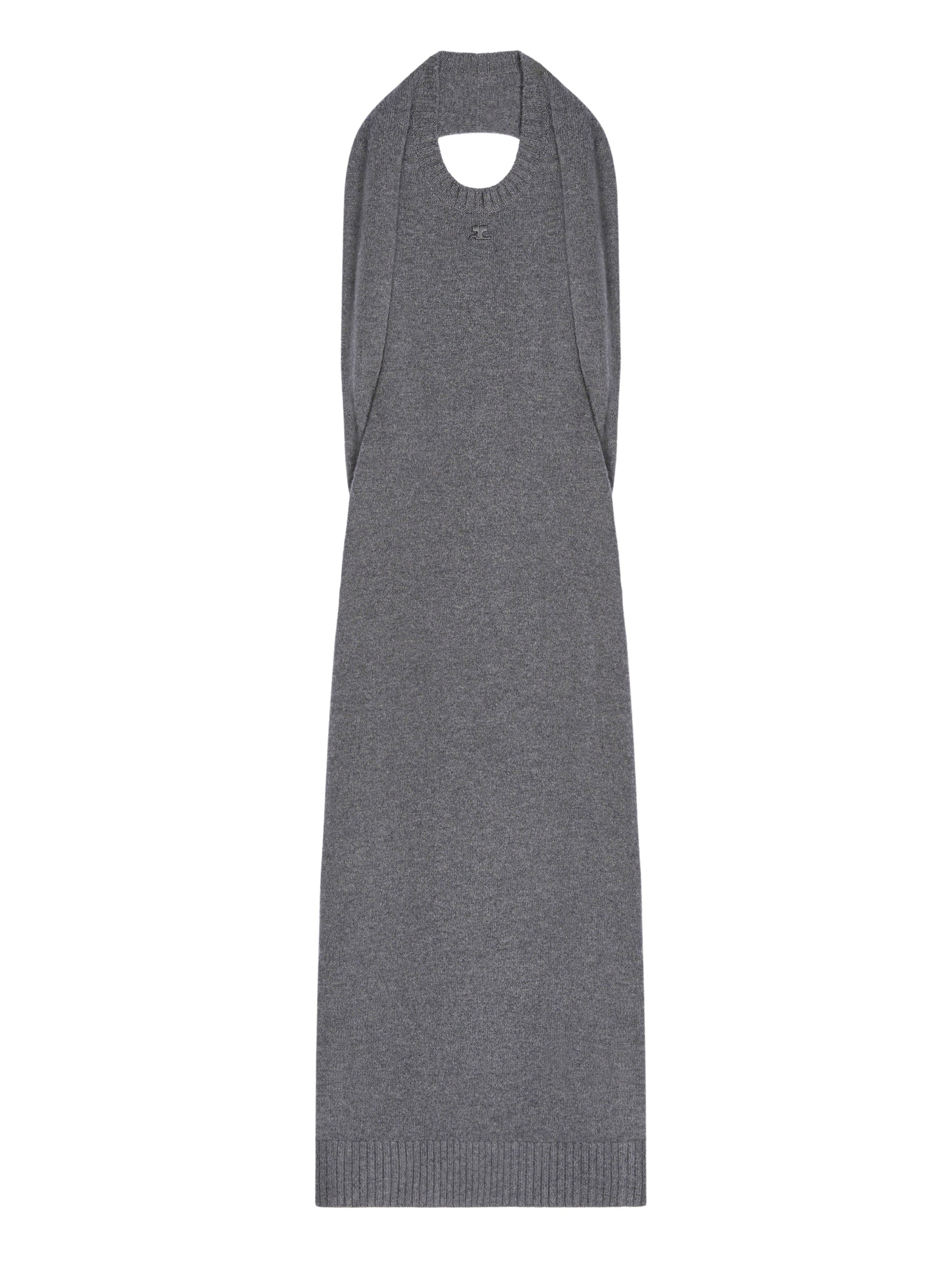 Over the shoulder drapé lambswool Dress - Grey