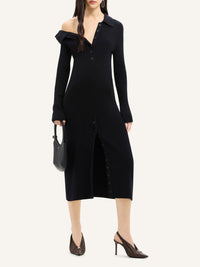Multi-button midi wool Dress - Black