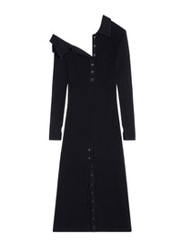 Multi-button midi wool Dress - Black