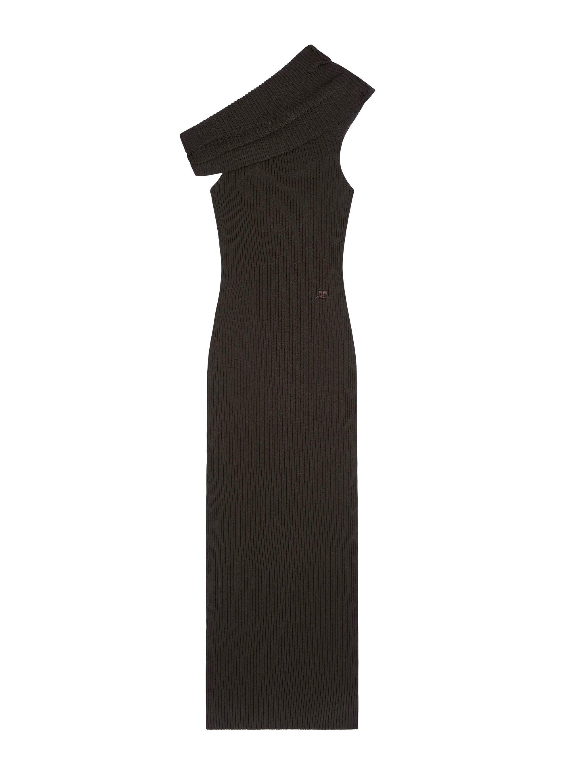 Twist rib knit long Dress - Mud Brown