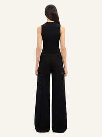 Contrast frame rib knit Top - White & Black