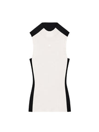 Contrast frame rib knit Top - White
