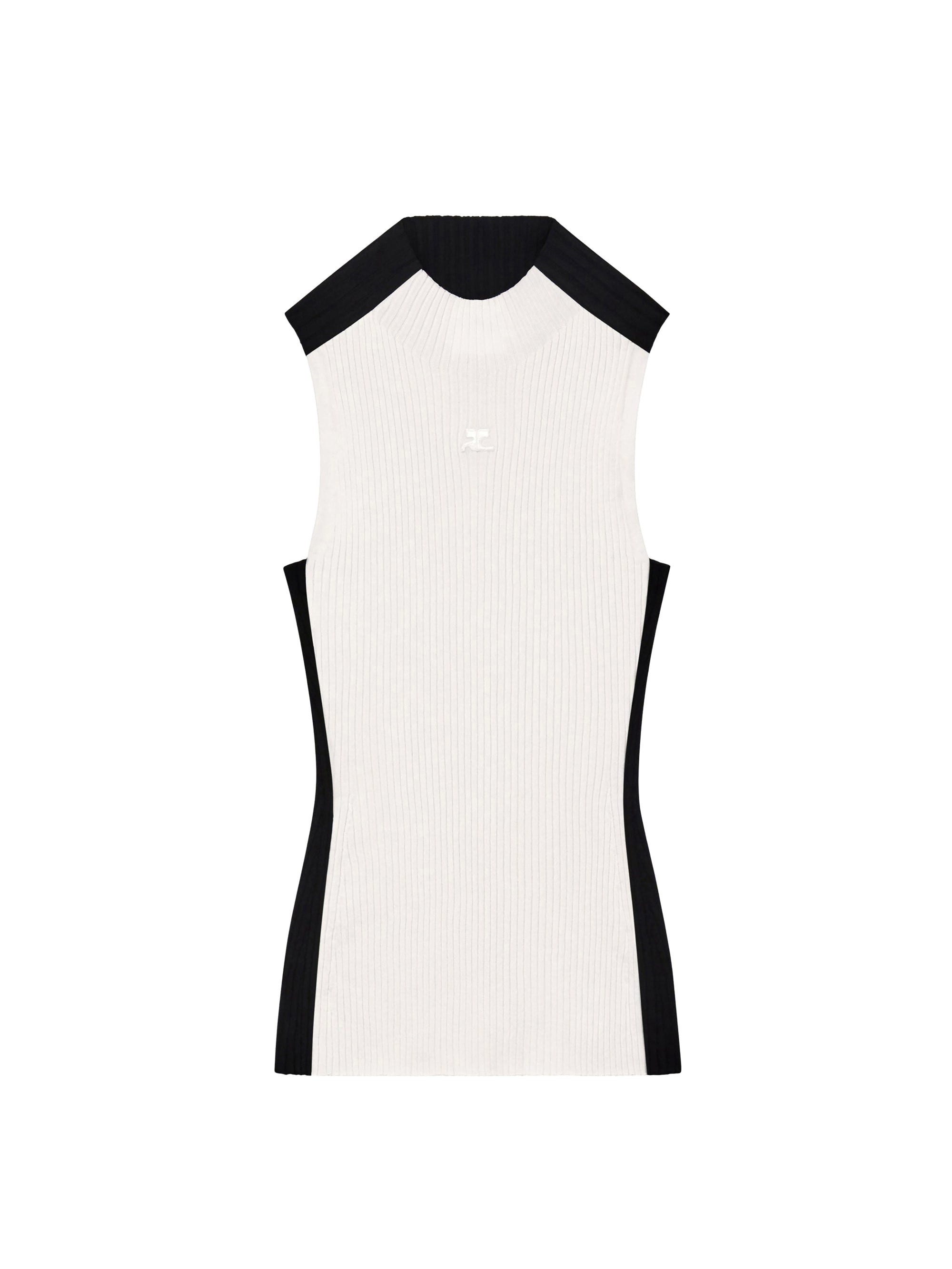 Contrast frame rib knit Top - White