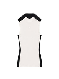 Contrast frame rib knit Top - White & Black