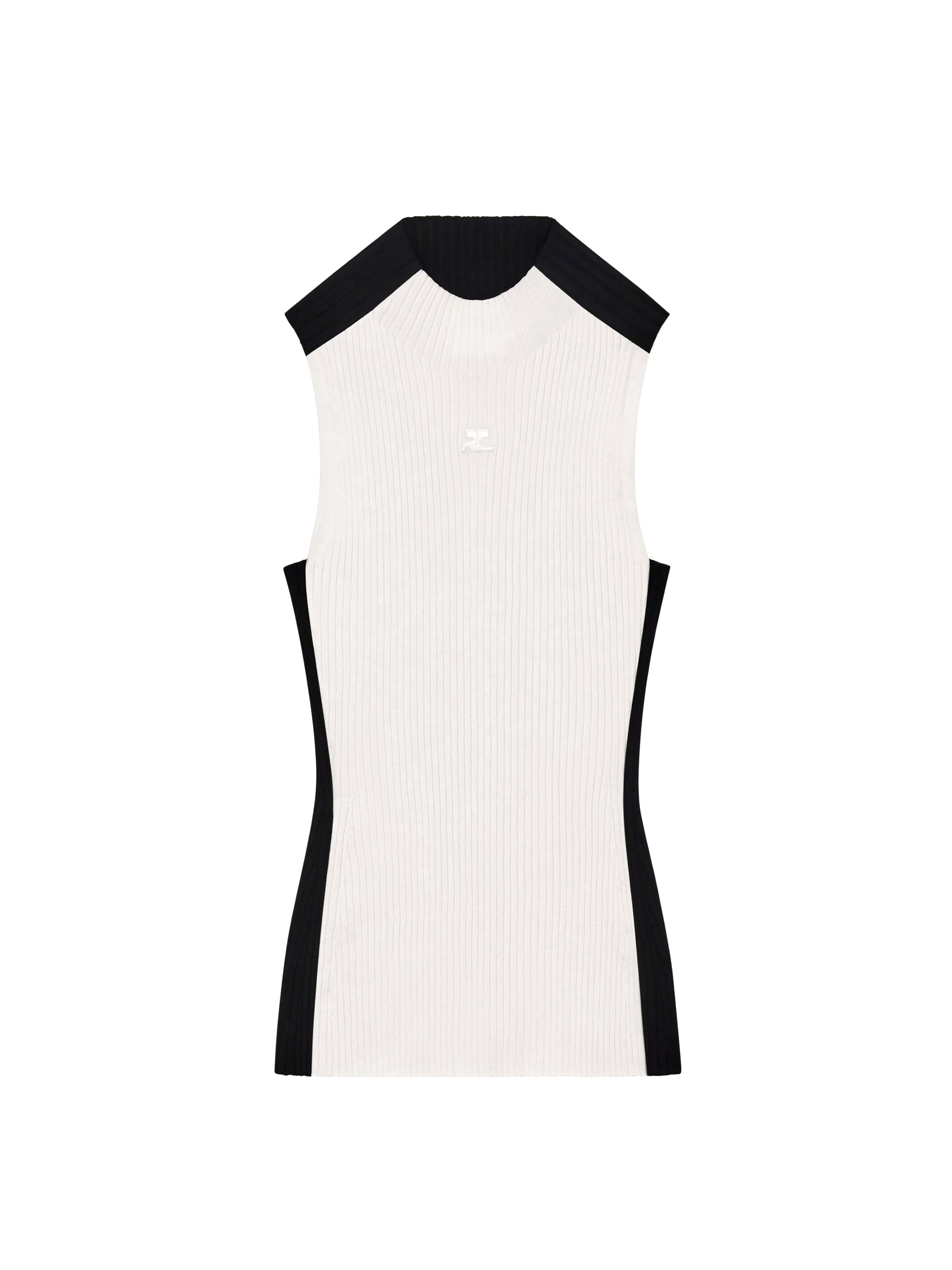 Contrast frame rib knit Top - White & Black