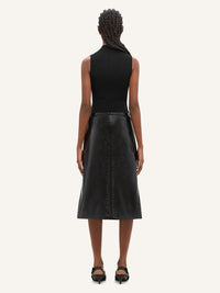 Contrast frame rib knit Top - Mud Brown & Black