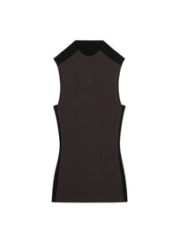 Contrast frame rib knit Top - Mud Brown & Black