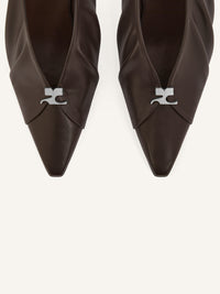 Draped stretch leather effect Slingbacks - Bark