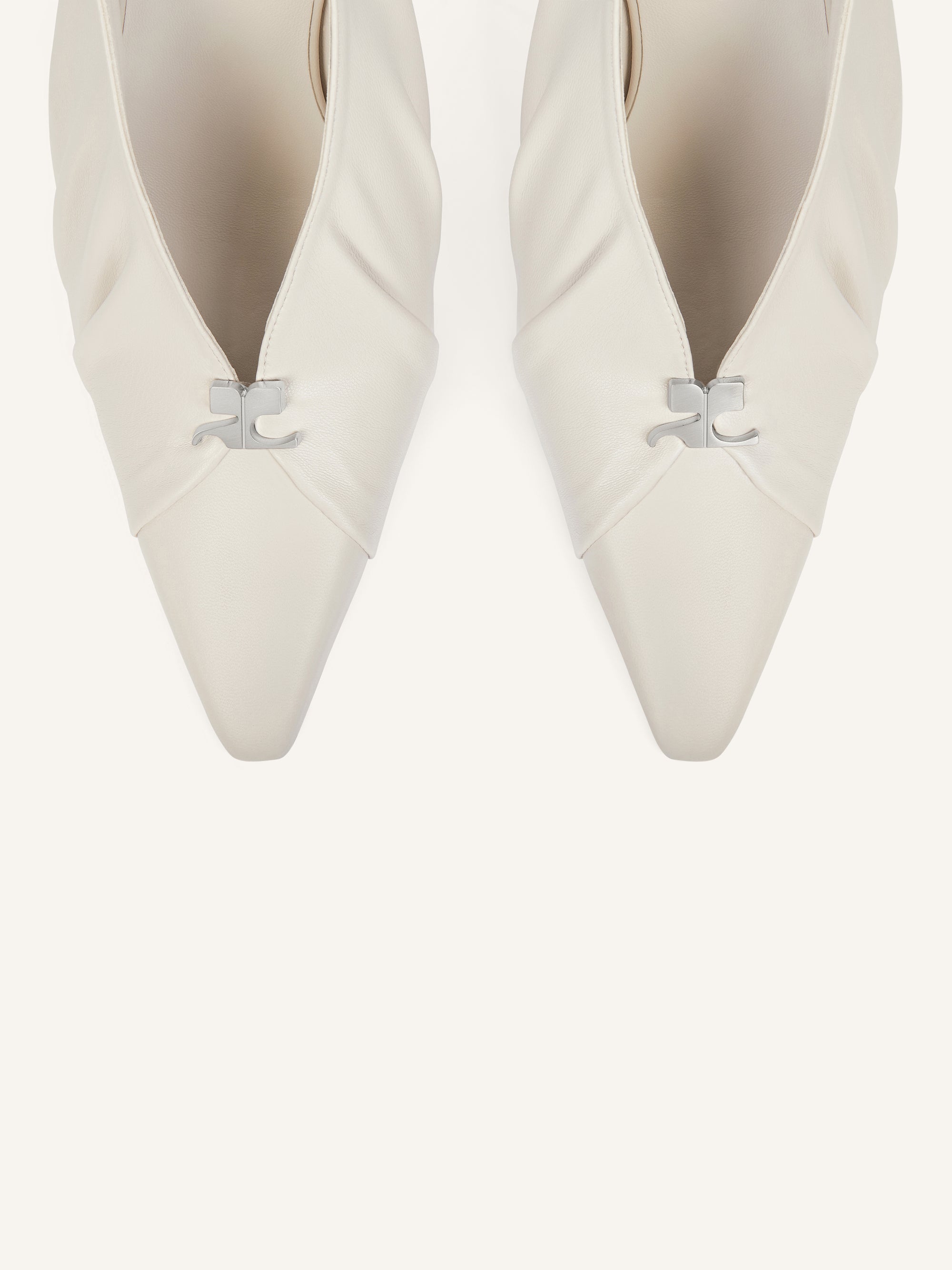 Draped stretch leather effect Slingbacks - Mastic Grey