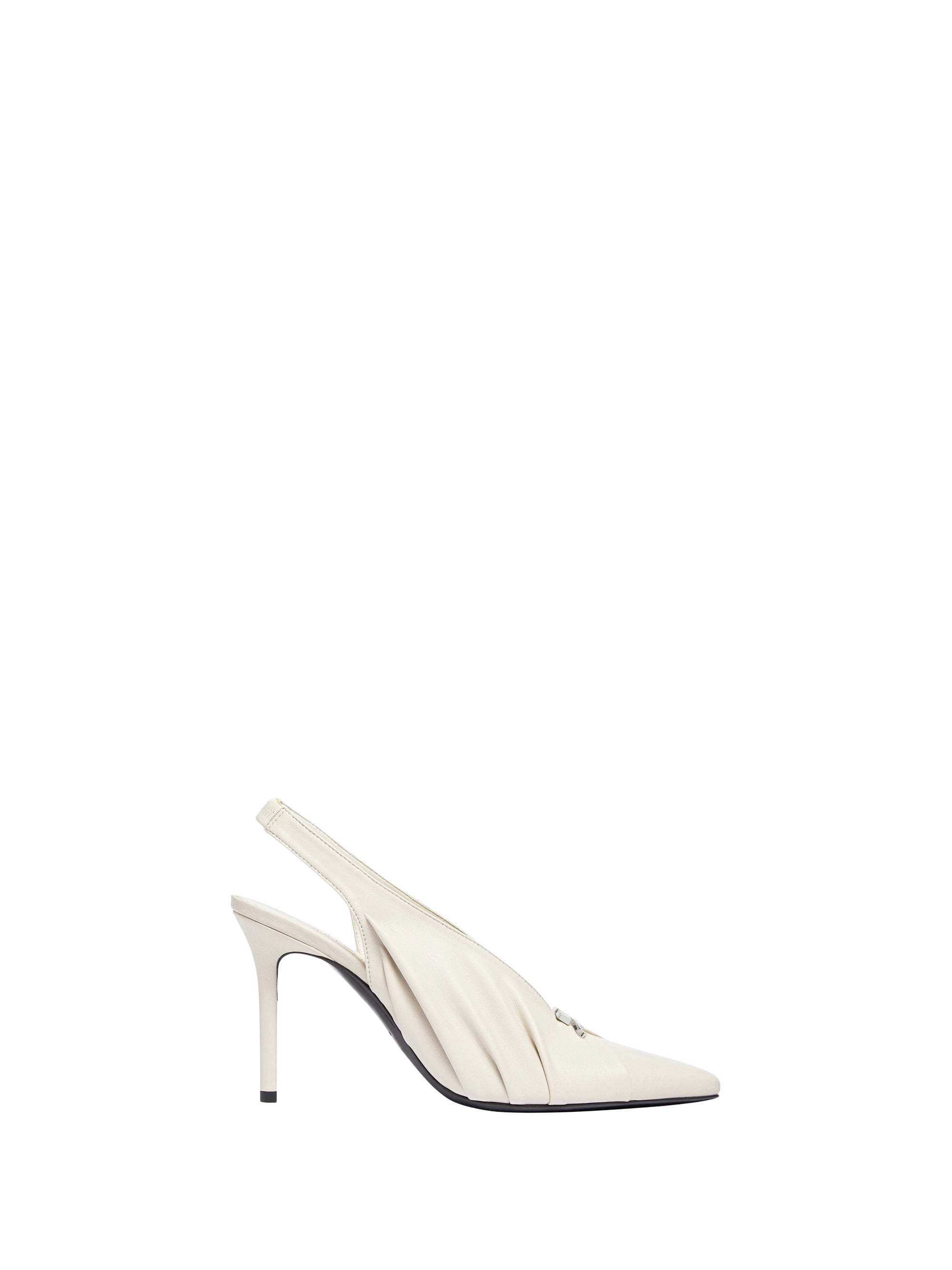 Draped stretch leather effect Slingbacks - Mastic Grey
