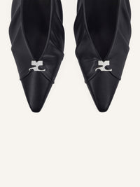 Draped stretch leather effect Slingbacks - Black