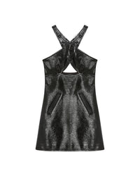 Criss cross vinyl Dress - Black