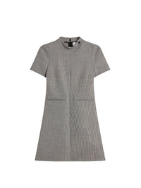 Short sleeves houndstooth Dress - Black & Natural