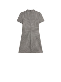 Short sleeves houndstooth Dress - Black & Natural