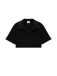 Cotton cropped Polo - Black
