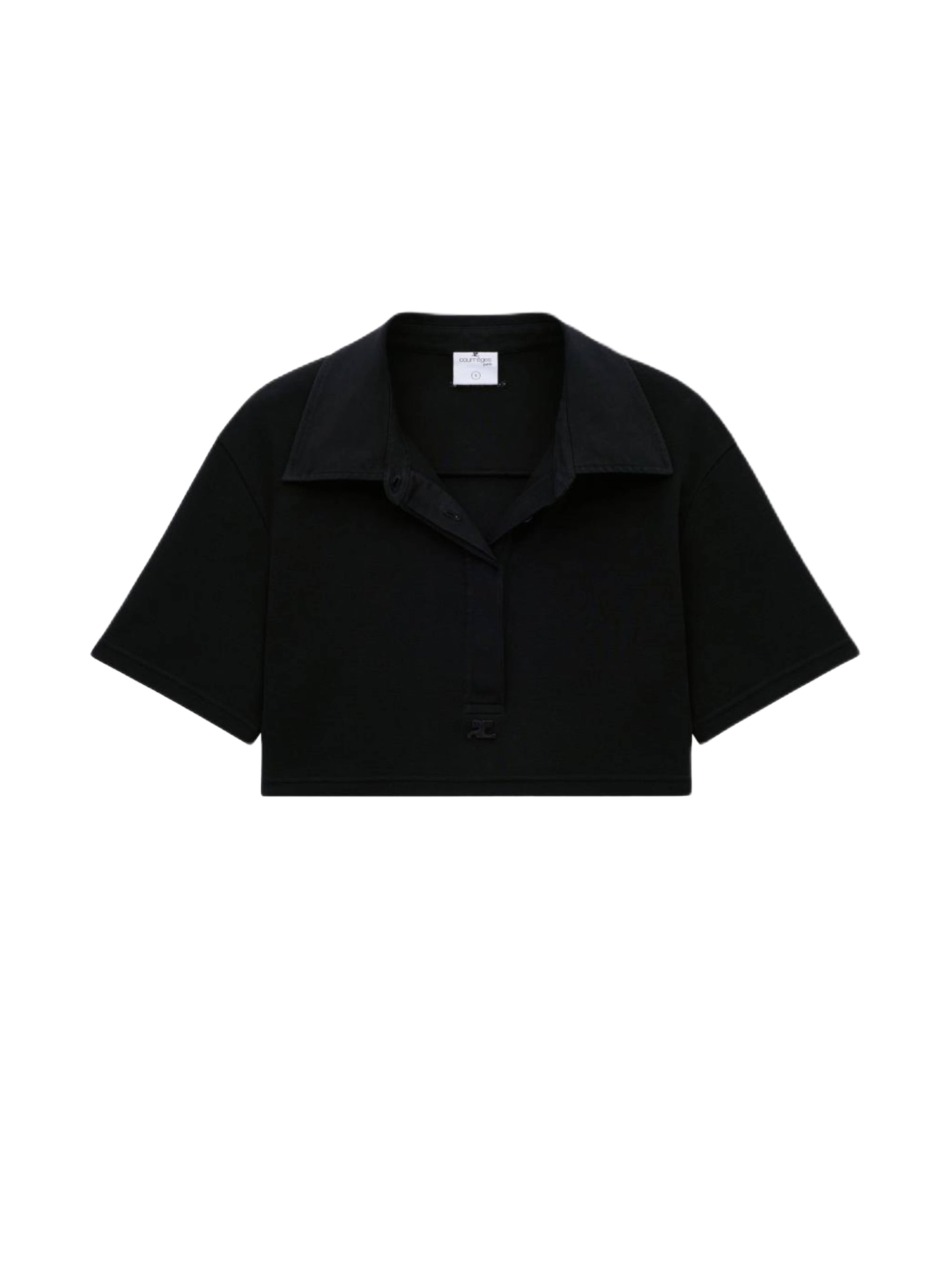 Cotton cropped Polo - Black